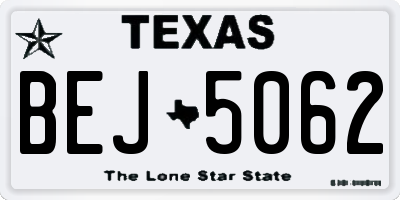 TX license plate BEJ5062