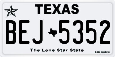 TX license plate BEJ5352