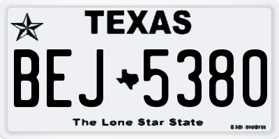 TX license plate BEJ5380