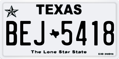 TX license plate BEJ5418