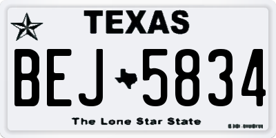 TX license plate BEJ5834