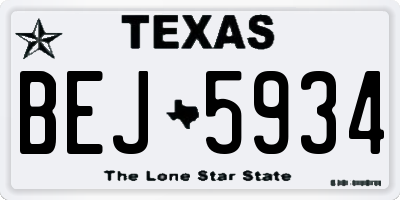 TX license plate BEJ5934