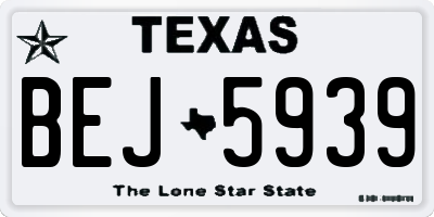 TX license plate BEJ5939