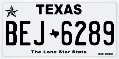 TX license plate BEJ6289