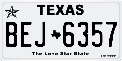 TX license plate BEJ6357