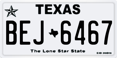TX license plate BEJ6467