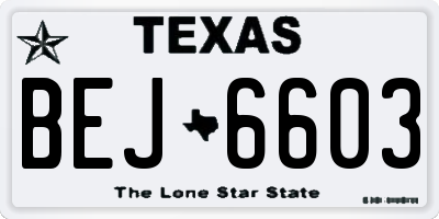 TX license plate BEJ6603