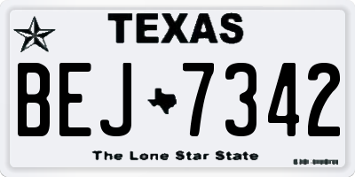 TX license plate BEJ7342