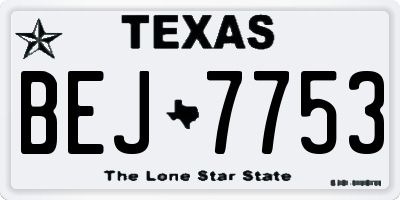 TX license plate BEJ7753