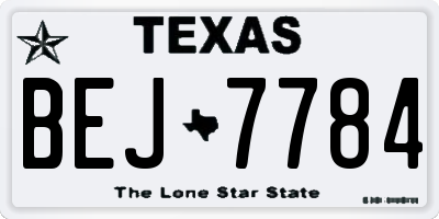 TX license plate BEJ7784