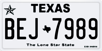 TX license plate BEJ7989
