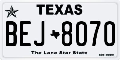 TX license plate BEJ8070