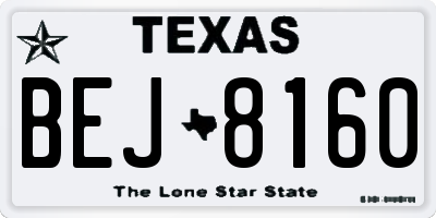 TX license plate BEJ8160
