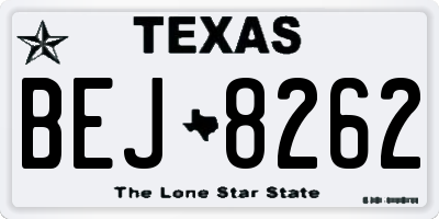 TX license plate BEJ8262