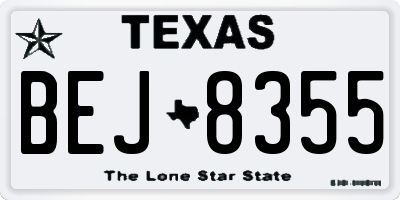 TX license plate BEJ8355