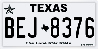 TX license plate BEJ8376