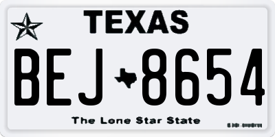 TX license plate BEJ8654