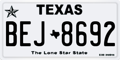 TX license plate BEJ8692