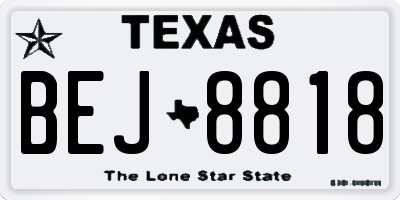 TX license plate BEJ8818