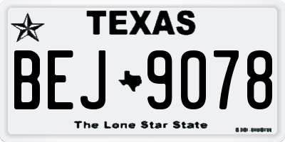 TX license plate BEJ9078