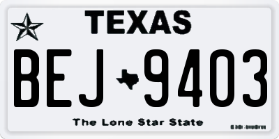 TX license plate BEJ9403