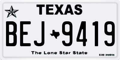 TX license plate BEJ9419