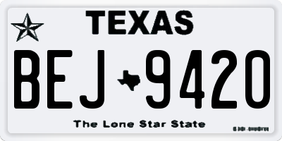 TX license plate BEJ9420