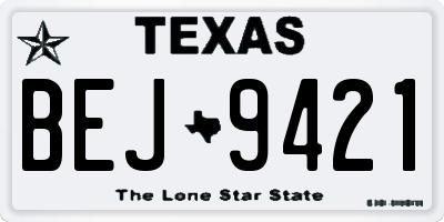 TX license plate BEJ9421