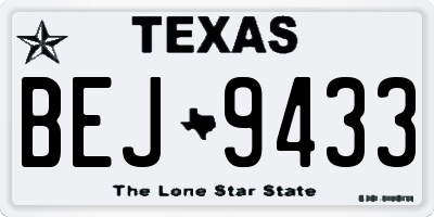 TX license plate BEJ9433