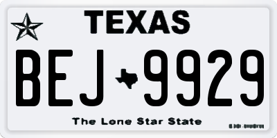 TX license plate BEJ9929