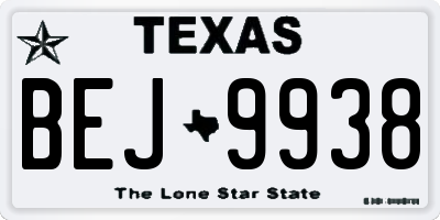 TX license plate BEJ9938