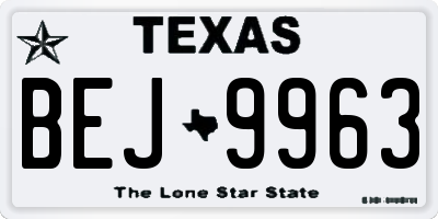 TX license plate BEJ9963