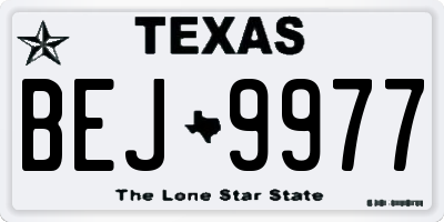 TX license plate BEJ9977