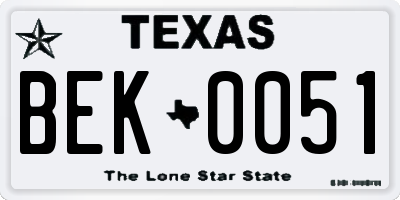 TX license plate BEK0051