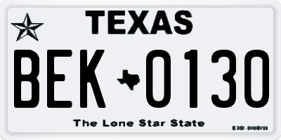 TX license plate BEK0130