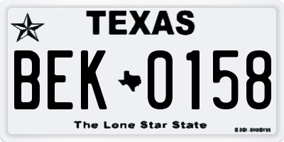TX license plate BEK0158
