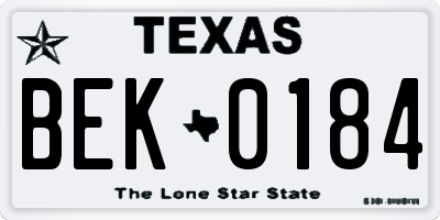 TX license plate BEK0184