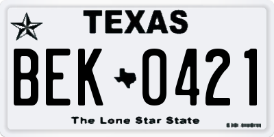TX license plate BEK0421
