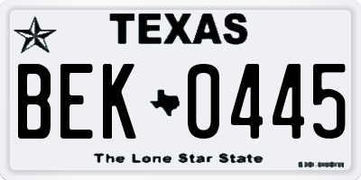 TX license plate BEK0445