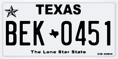 TX license plate BEK0451