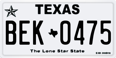 TX license plate BEK0475