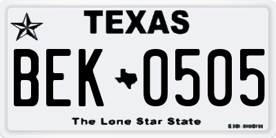 TX license plate BEK0505