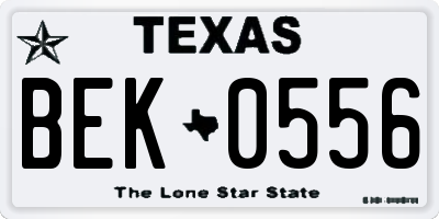 TX license plate BEK0556