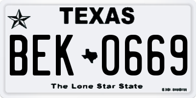 TX license plate BEK0669