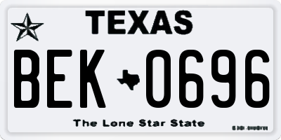 TX license plate BEK0696