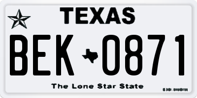 TX license plate BEK0871
