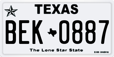 TX license plate BEK0887