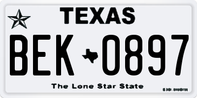 TX license plate BEK0897