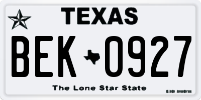 TX license plate BEK0927