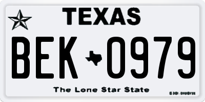 TX license plate BEK0979